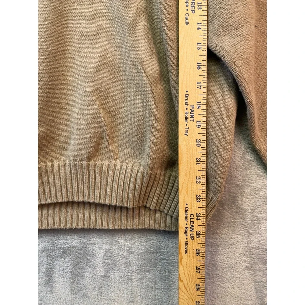 IZOD Mens Quarter Zip Pullover Sweater Tan Khaki 100% Cotton Size L